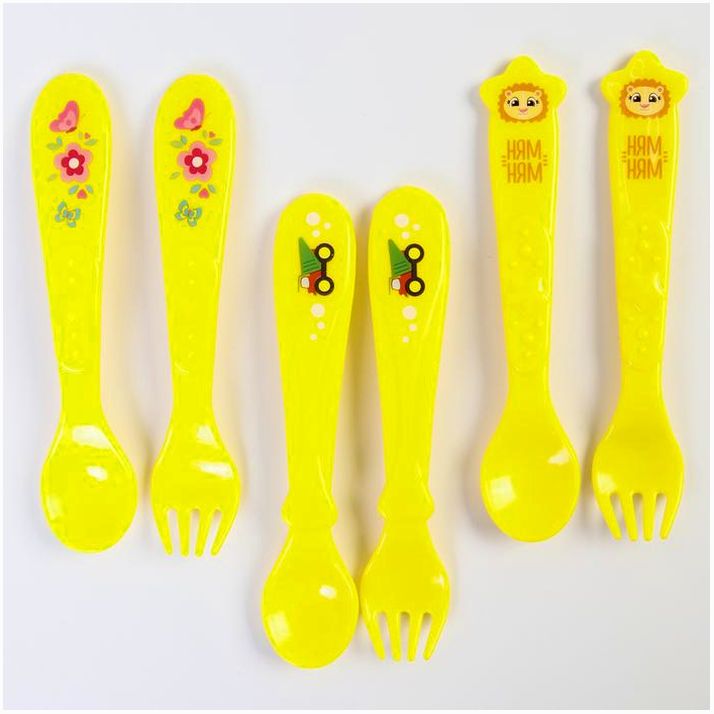 Набор для кормления: ложка и вилка «Для Малыша», от 5 мес., желтый МИКС артикул анонс 4822604