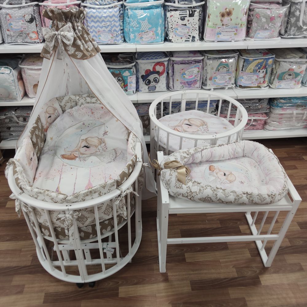 КПБ 21 пр (балдахин + борт + пододеяльник + 2 одеяла + навол + подуш + 2 прост + гнездо (бязь) 12кв артикул анонс 1151-О-1_16