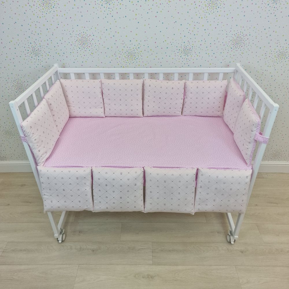 Бортик из 12 подушек по всему периметру кроватки (бязь/плюш + синтепон) артикул анонс 980_06