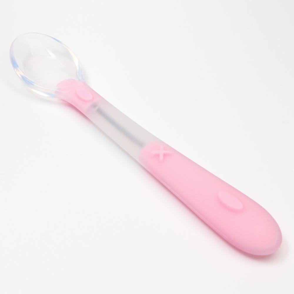 Ложка детская для кормления силиконовая, от 5 мес., цвет розовый артикул анонс 7550796