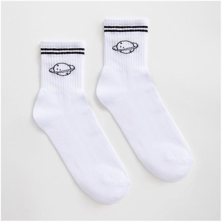 Носки MINAKU «Планета», цвет белый, размер 38-39 (25 см) артикул анонс 6885452