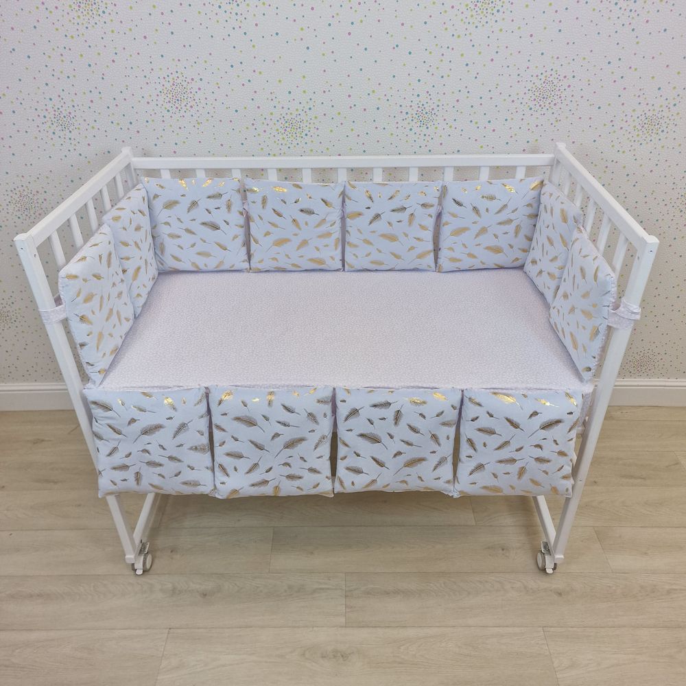 Бортик из 12 подушек по всему периметру кроватки (бязь/плюш + синтепон) артикул анонс 980_04