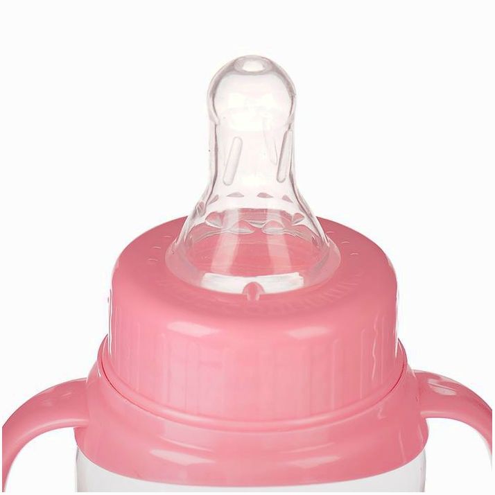 Картинка Бутылочка с ручками «Моя первая бутылочка», классическое горло, 150 мл., от 0 мес., цвет розовый (№2969889) от магазина Мир детей Товары для Новорожденных