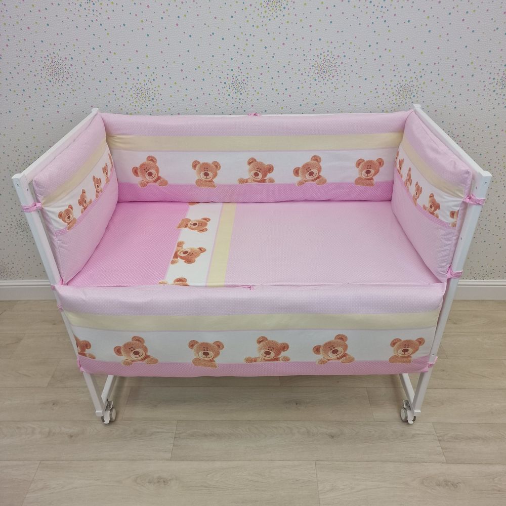 Бортик из 4 (2дл+2пр) подушек по всему периметру кроватки (бязь + синтепон) артикул анонс 981_02