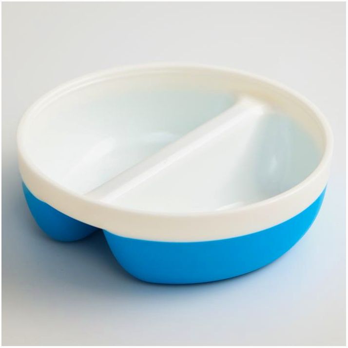 Картинка Тарелка детская 2 в 1, двухсекционная миска + крышка, цвет голубой, 2х100 мл, 13х13х7 (№2825381) от магазина Мир детей Товары для Новорожденных