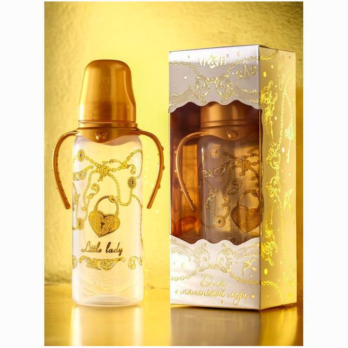 Бутылочка «Little lady», классическое горло, с ручками, 250 мл., от 3 мес., Золотая коллекция артикул анонс 5483883