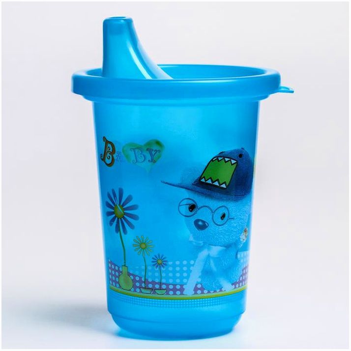 № 1377356 Поильник с твёрдым носиком «Мишка», 200 мл, цвета МИКС