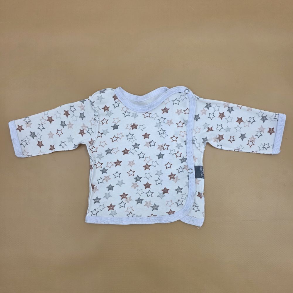 Распашонка №7 (интерлок, длинный рукав, кнопки на плече и сбоку, швы наружу) артикул анонс 1595-62МД