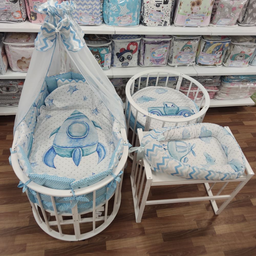 КПБ 21 пр (балдахин + борт + пододеяльник + 2 одеяла + навол + подуш + 2 прост + гнездо (бязь) 12кв артикул анонс 1151-О-1_07