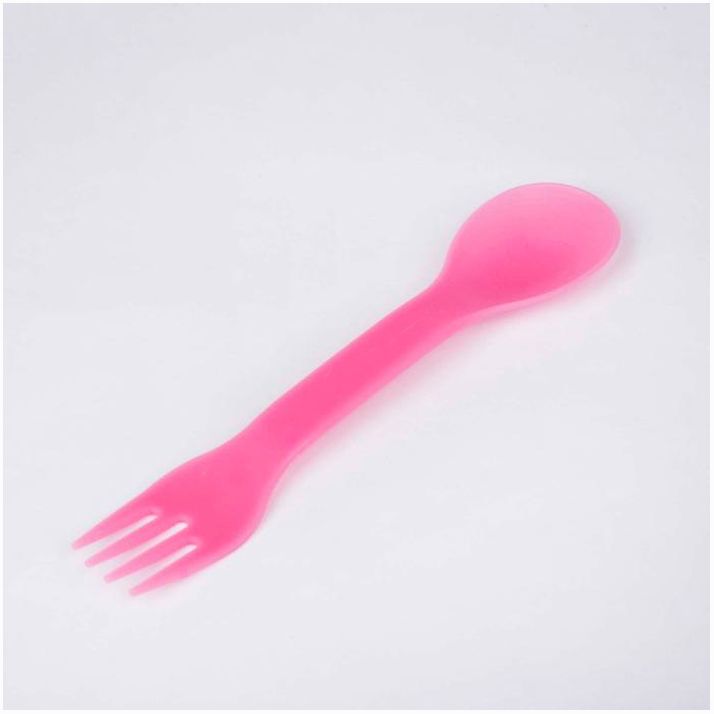 Ложка детская 2 в 1 «Вилка-ложка», от 5 мес., цвет розовый артикул анонс 2257245