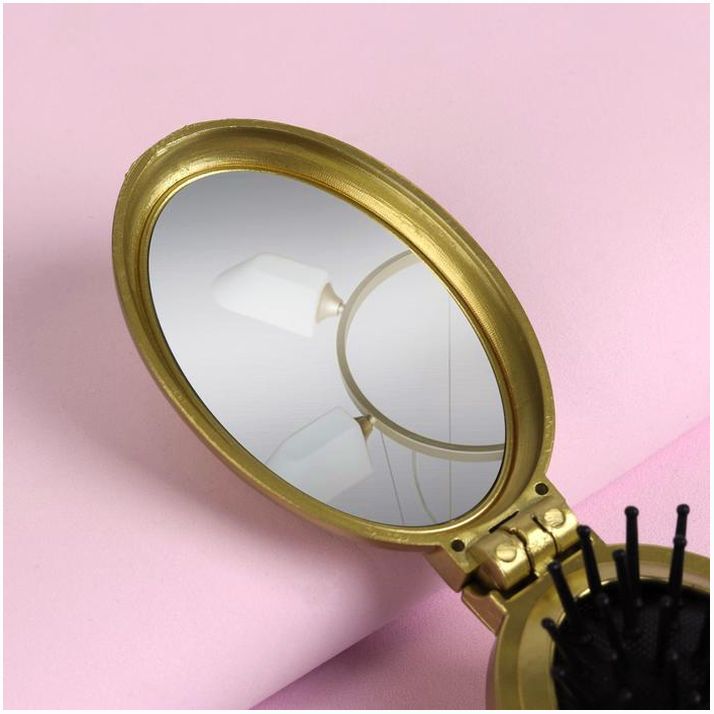 Картинка Расчёска массажная «Перламутровая роза», складная, с зеркалом, 5,5 ? 9 см, цвет МИКС (№258963) от магазина Мир детей Товары для Новорожденных