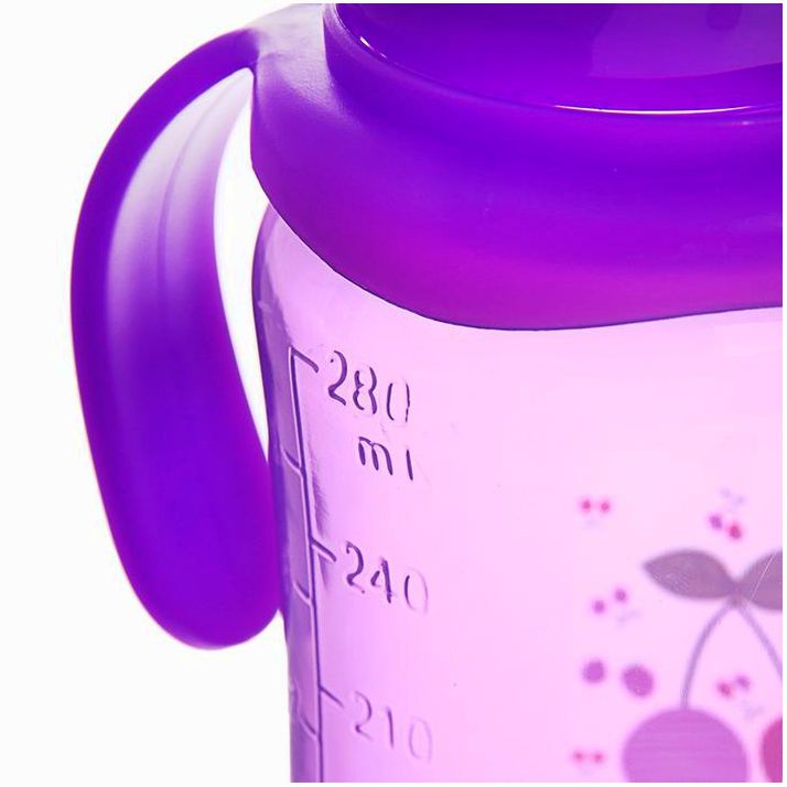 Картинка Бутылочка для кормления цветная с ручками, 280 мл, от 0 мес., цвет фиолетовый (№2825259) от магазина Мир детей Товары для Новорожденных