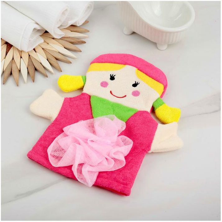 Мочалка-варежка детская для купания Доляна «Девочка» артикул анонс 2515985