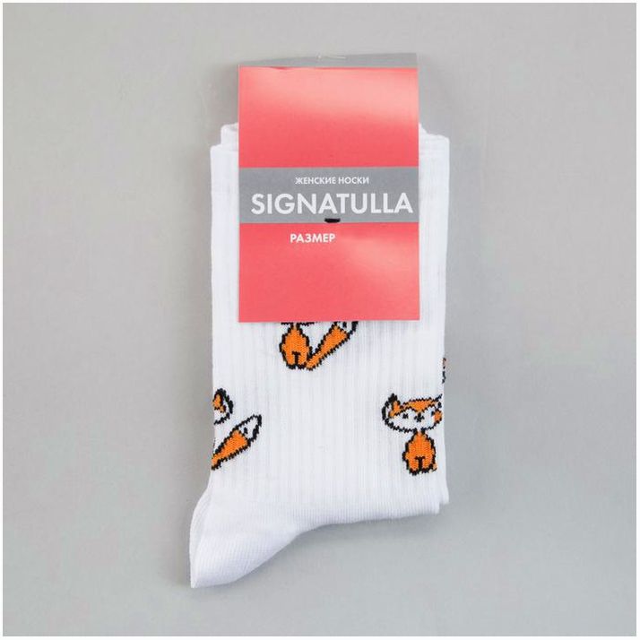 Картинка Носки женские «Лисички» цвет белый, размер 23-25 (№6032973) от магазина Мир детей Товары для Новорожденных