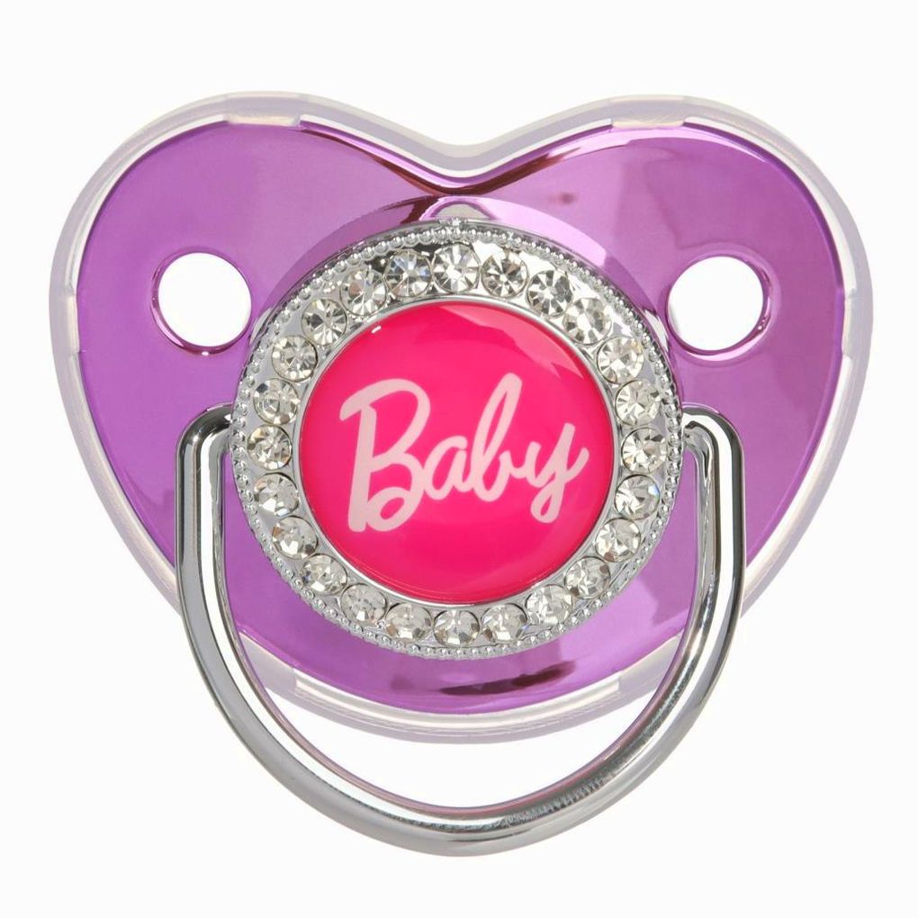Картинка Набор: пустышка ортодонтическая с держателем, BABY, , от 6 мес., розовая/серебро, стразы (№10092747) от магазина Мир детей Товары для Новорожденных