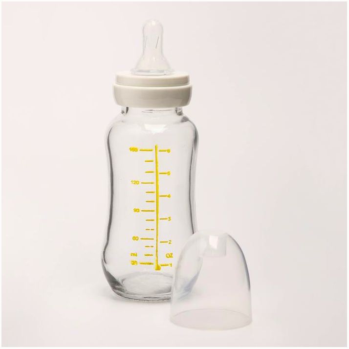 № 4301015 Бутылочка для кормления 150 мл., стекло, цвет МИКС