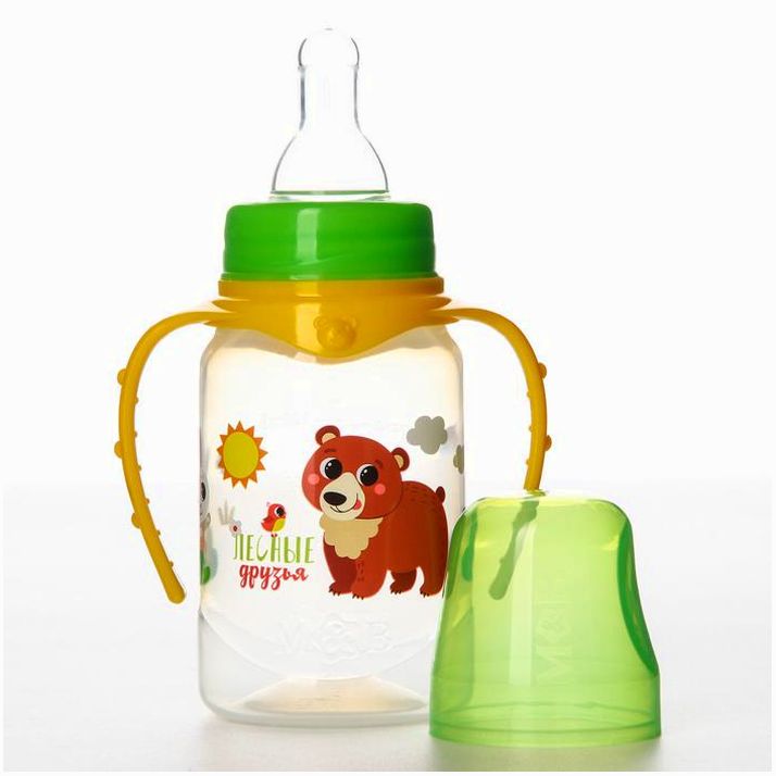 № 7987841 Бутылочка для кормления «Лесные друзья», классическое горло, 150 мл., от 0 мес., цилиндр, с ручками
