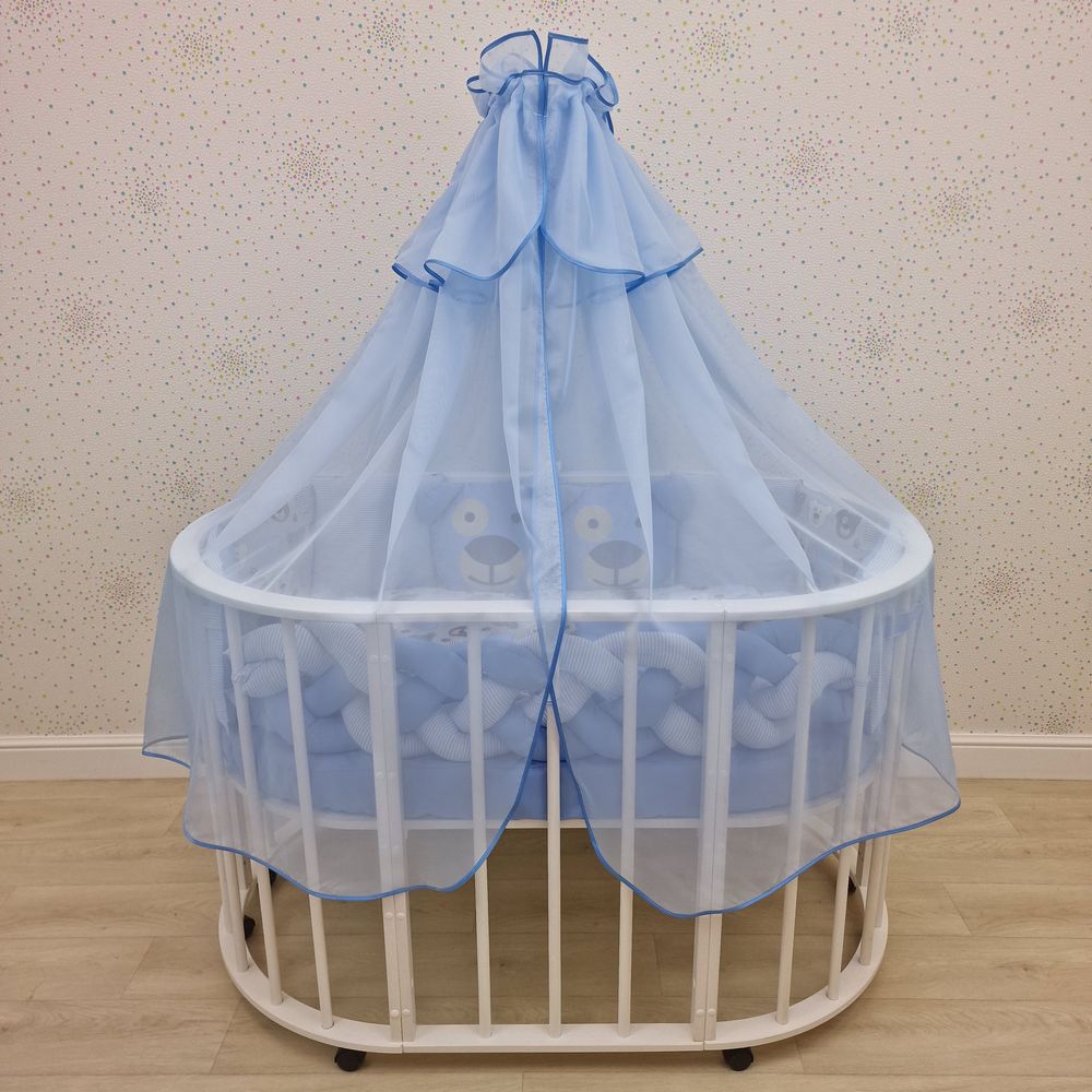 Балдахин с отделкой и оборкой с окантовкой (бязь/сеточка) + бант (бязь) артикул анонс 934_21