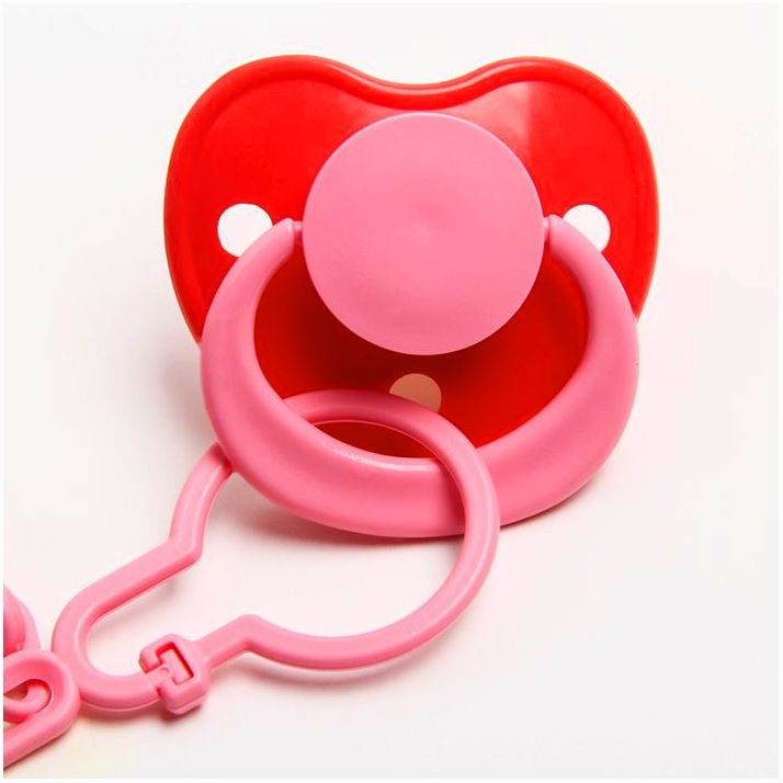 Картинка Соска-пустышка ортодонтическая, латекс, от 0 мес., с держателем, «Мур-мур», цвет розовый (№1476697) от магазина Мир детей Товары для Новорожденных
