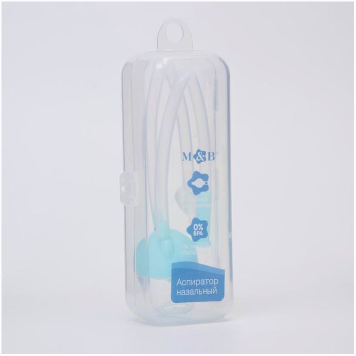 Детский назальный аспиратор с отводной трубкой «Мишка», цвет голубой артикул анонс 4780635