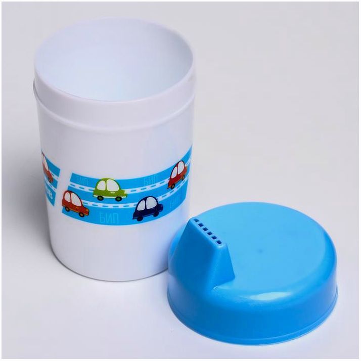 Картинка Поильник детский с твёрдым носиком «Счастливый малыш», 150 мл,, цвет голубой (№2586513) от магазина Мир детей Товары для Новорожденных