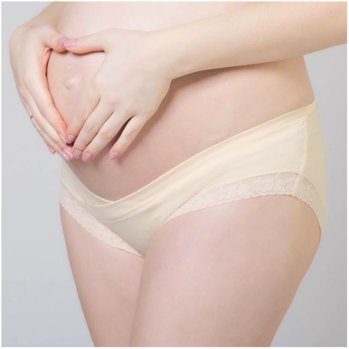 Трусы с кружевом для беременных (низкие), размер 46-48, цвет бежевый артикул анонс 2512488
