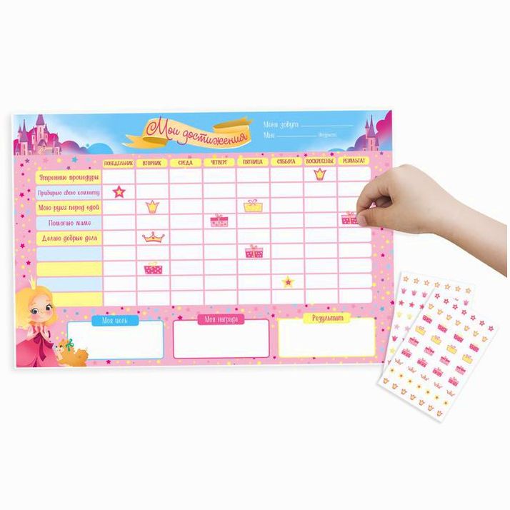 Плакат?мотиватор с наклейками «Принцессы», 29.5 ? 21 см артикул анонс 4075334