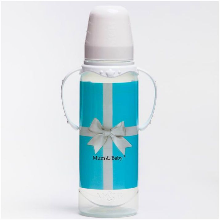 № 5399850 Бутылочка для кормления «Тиффани», классическое горло, 250 мл., от 0 мес., цилиндр, с ручками