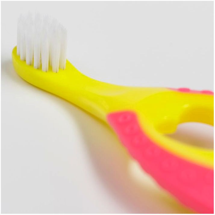 № 6929793 Детская зубная щетка, нейлон, с ограничителем, цвет розовый