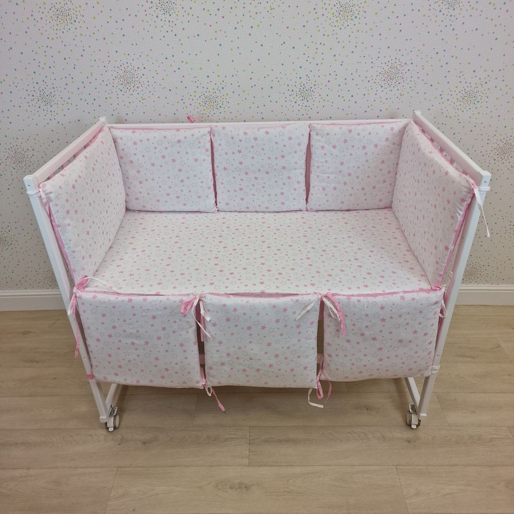 Бортик из 8 (6кв+2пр) подушек по всему периметру кроватки (бязь + синтепон) артикул анонс 949_29