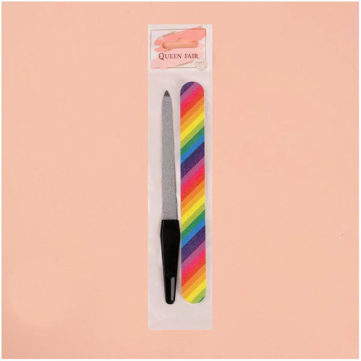 Картинка Набор маникюрный, 2 предмета, цвет чёрный/разноцветный (№4103303) от магазина Мир детей Товары для Новорожденных