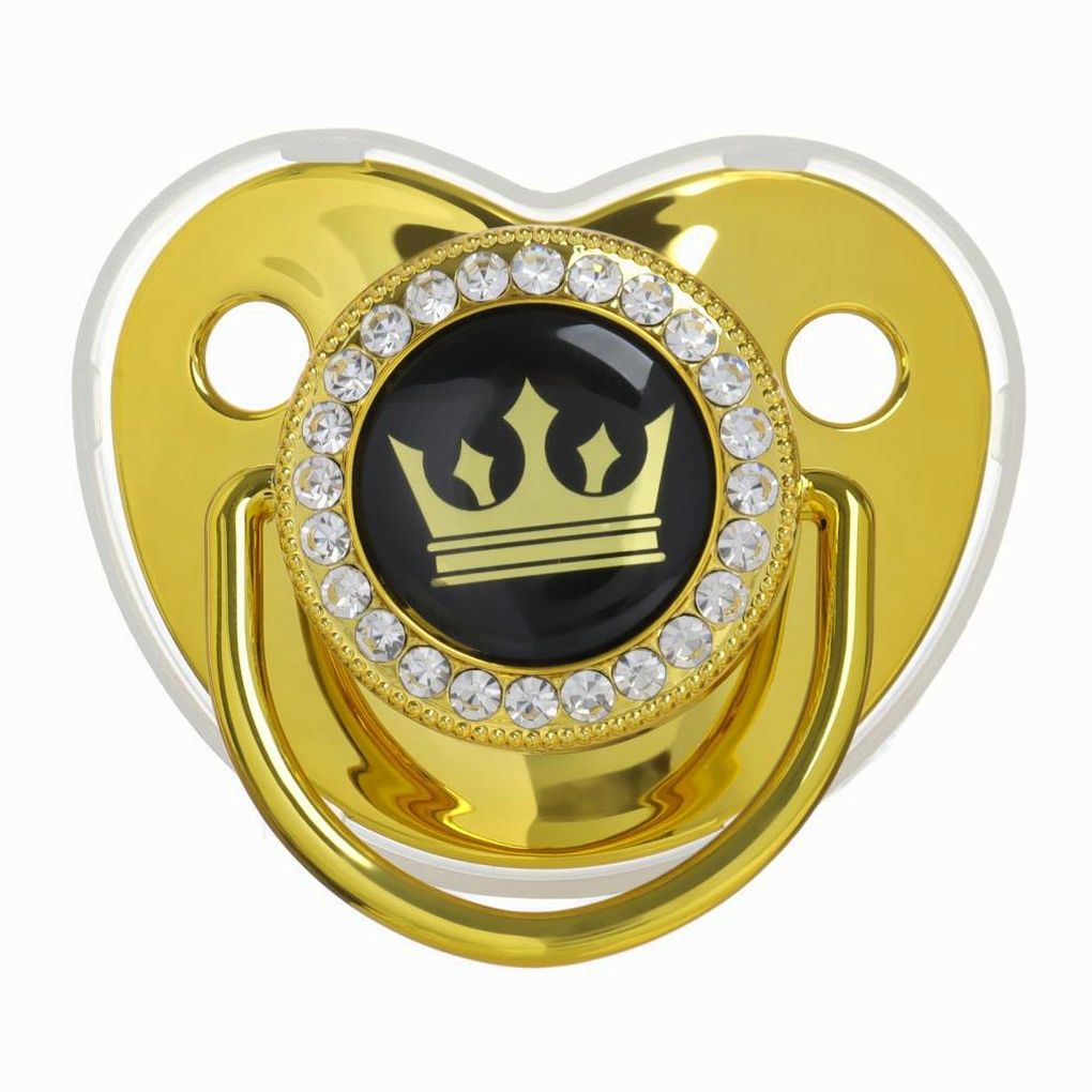 Картинка Набор: соска - пустышка ортодонтическая с держателем «Корона», с колпачком, от 6 мес,золотая, стразы (№10092754) от магазина Мир детей Товары для Новорожденных