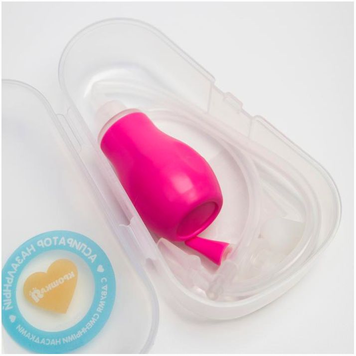 Детский назальный аспиратор с 2-мя сменными насадками, в контейнере, цвет розовый артикул анонс 5276556