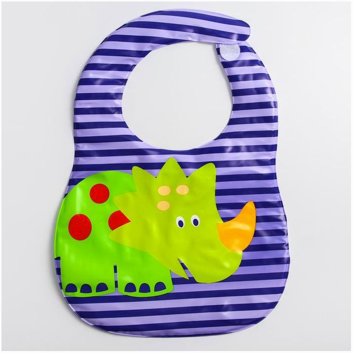 Нагрудник мягкий непромокаемый «Динозавр», на липучке артикул анонс 1026882