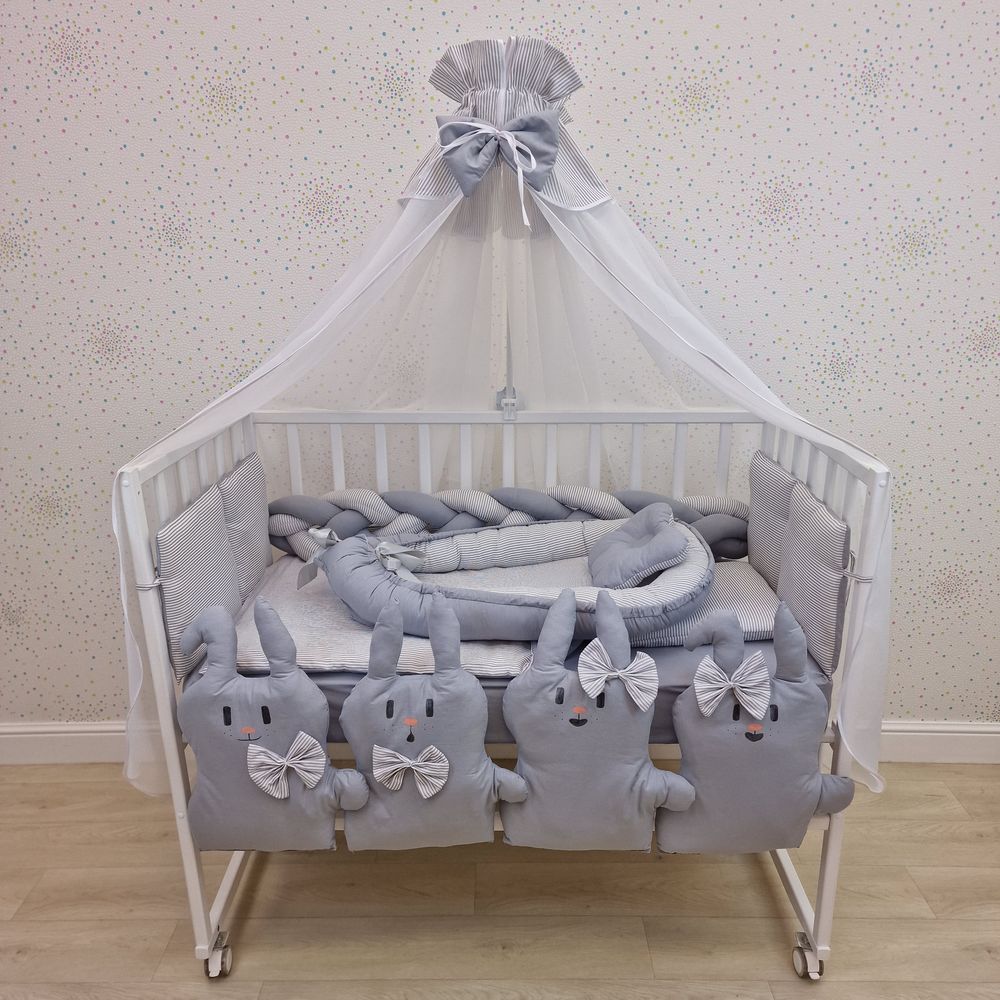 № 1170-0-1 КПБ 17 пр (балдахин + борт + пододеяльник + одеяло + наволочка + 2подушки + простынь + гнездо (бязь)