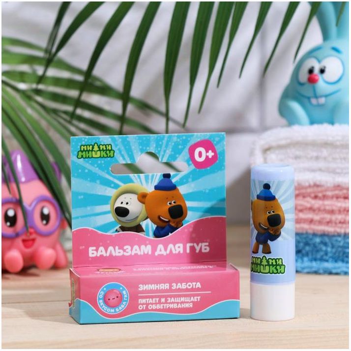Бальзам для губ детский Ми-Ми-Мишки зимняя забота со вкусом бабл-гам, 4.2 г артикул анонс 7424285