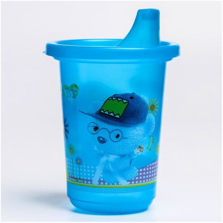 Картинка Поильник с твёрдым носиком «Мишка», 200 мл, цвета МИКС (№1377356) от магазина Мир детей Товары для Новорожденных