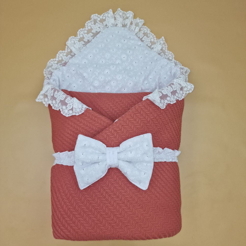 Комплект на выписку 2 пр: одеяло+бант (вязанка+бязь) артикул анонс 1895вз-1-1_м_03