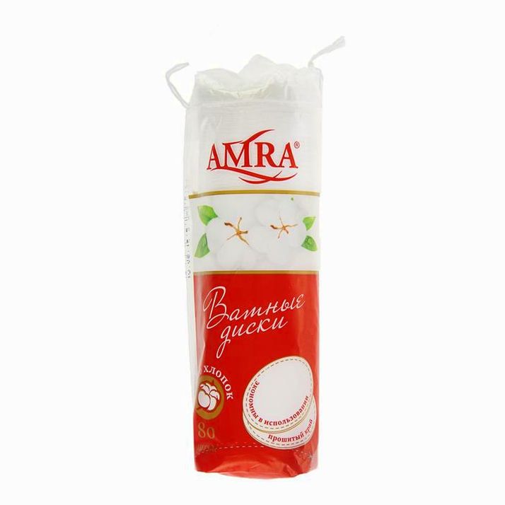 Ватные диски Amra косметические, 80 шт. артикул анонс 1825610