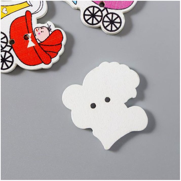 Картинка Набор пуговиц декоративных дерево "Малыш в коляске" набор 10 шт МИКС 2,7х2,6 см (№3527784) от магазина Мир детей Товары для Новорожденных