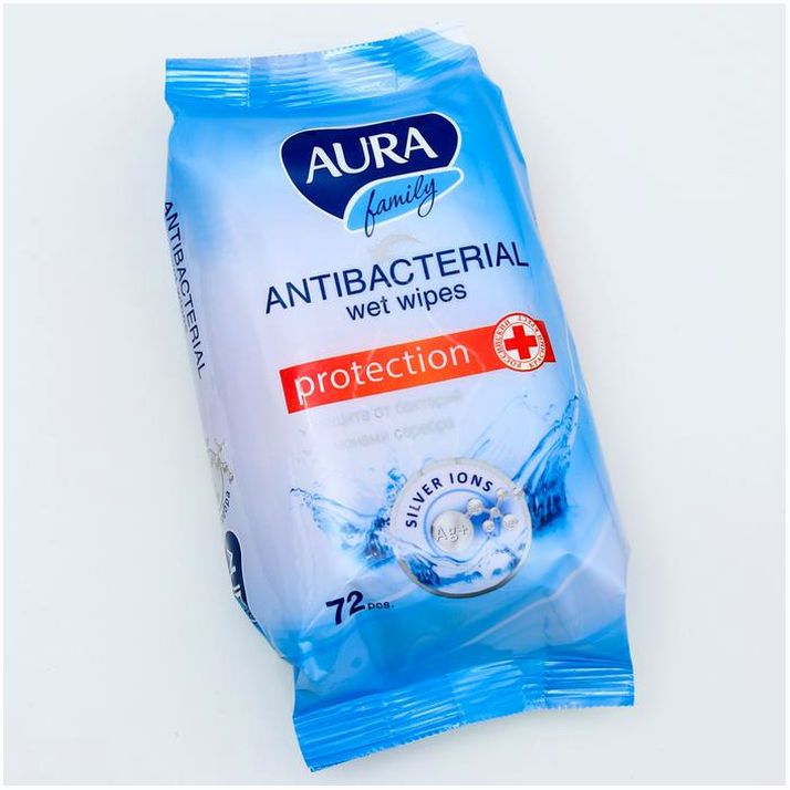 Влажные салфетки Aura family, антибактериальные, 72 шт. артикул анонс 1454281