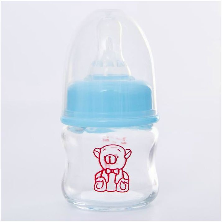 № 4729892 Бутылочка для кормления «Крошка Тэд», классическое горло, стекло, 60 мл., от 0 мес., цвет голубой