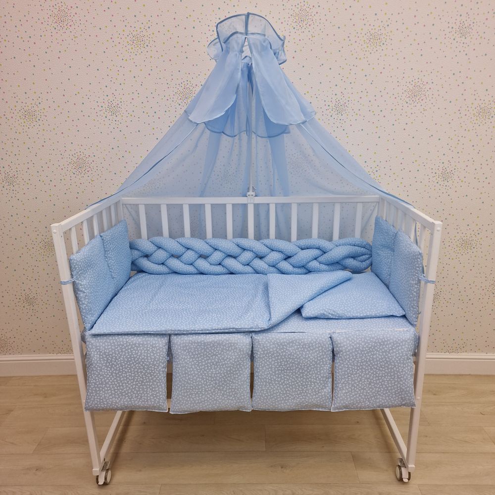 КПБ 15 пр (балдахин + борт + пододеяльник + одеяло + наволочка + подушка + простынь (бязь) коса артикул анонс 1157-0-1_08