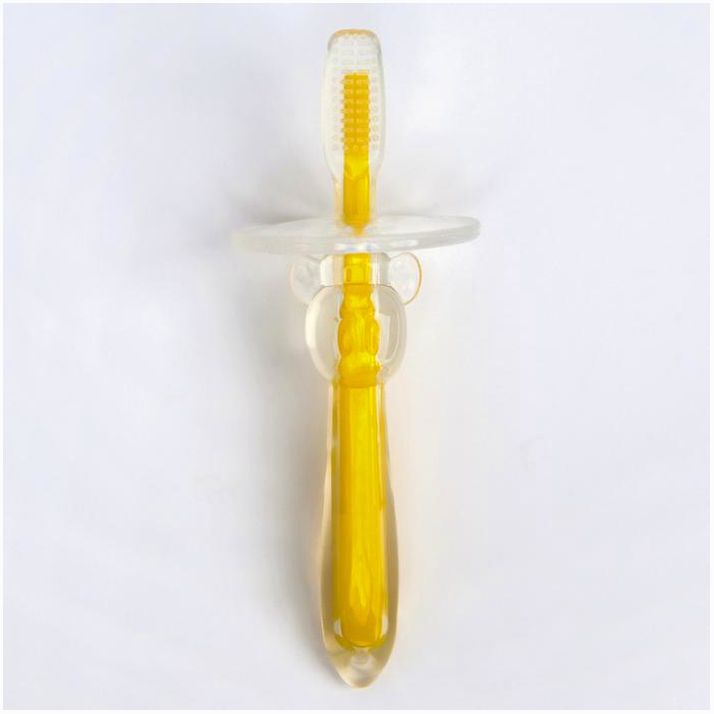 Картинка Прорезыватель, Крошка Я, щеточка, массажер для десен, грызунок для малыша, от 3 мес, цвет желтый. (№1886900) от магазина Мир детей Товары для Новорожденных