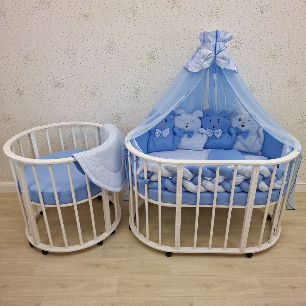 № 1187-О-1 КПБ 17 пр (балдахин + борт + пододеяльник + 2 одеяла + наволочка + подушка + 2 простынки (бязь)