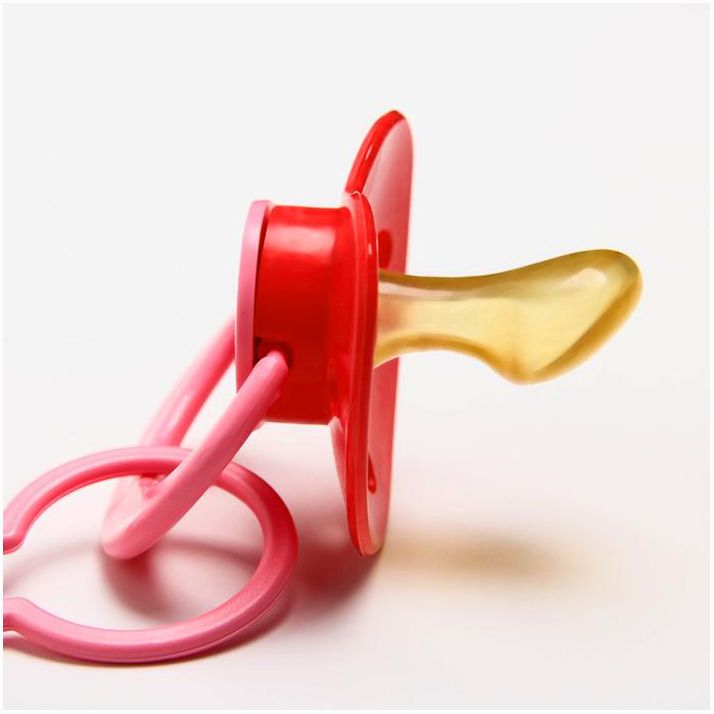 № 1476697 Соска-пустышка ортодонтическая, латекс, от 0 мес., с держателем, «Мур-мур», цвет розовый