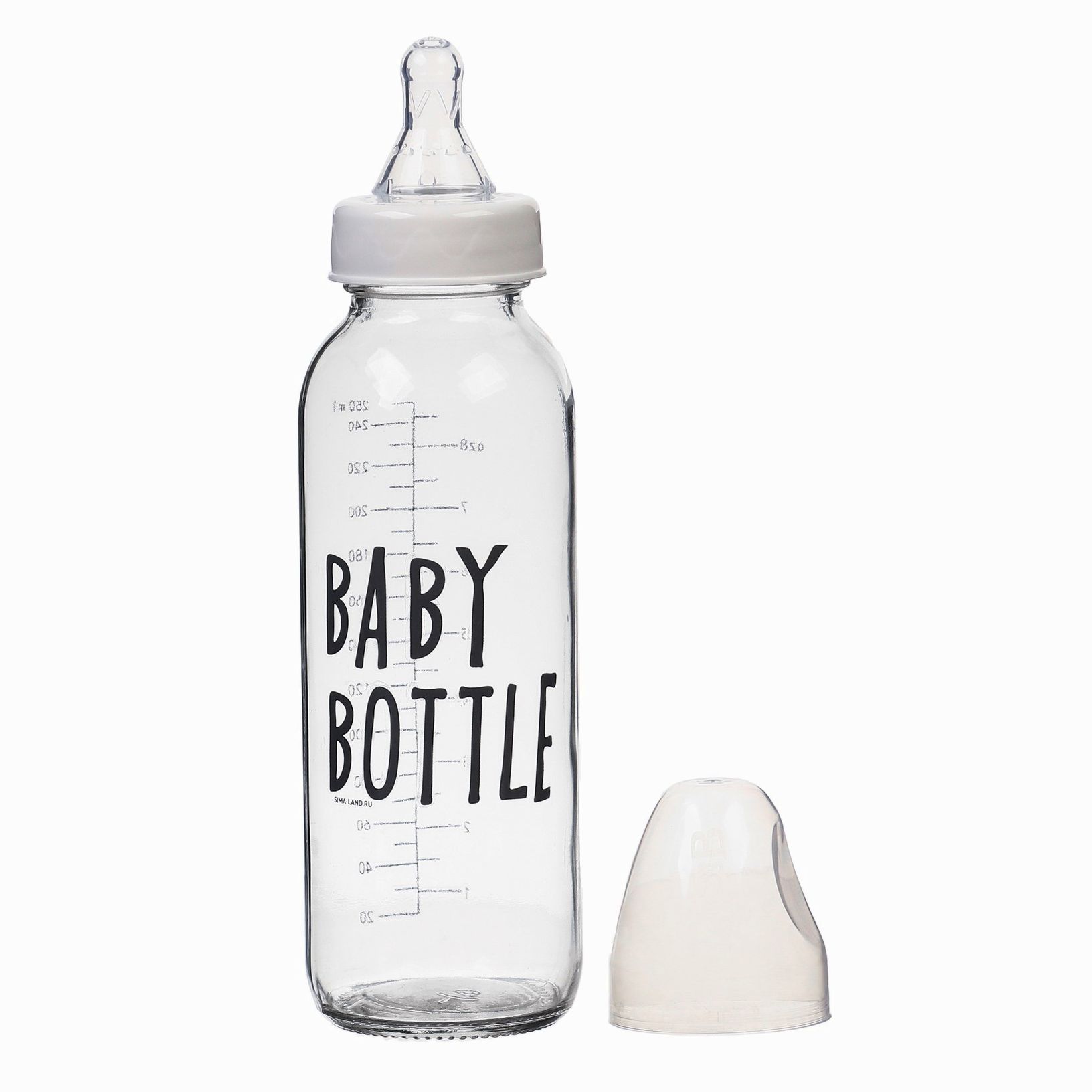Картинка Бутылочка для кормления стекло «Baby bootle», классическое горло, 250 мл., от 3 мес. (№9765612) от магазина Мир детей Товары для Новорожденных