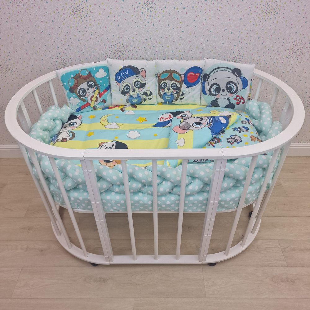 Картинка КПБ 10 пр (борт + пододеяльник + одеяло + наволочка + подушка + простынь (бязь) коса (№1160-0-1Кбб) цвета в ассортименте от магазина Мир детей Товары для Новорожденных