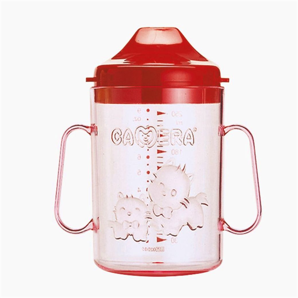 Поильник с ручками (прозрачный цветной пластик) артикул анонс 25005К