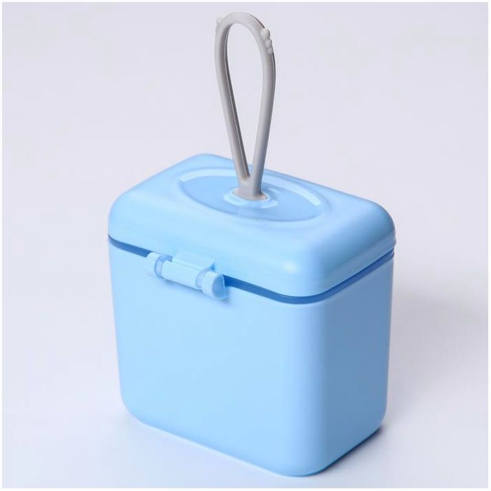 № 7550787 Контейнер для хранения детского питания 150 мл., с ложкой , цвет голубой